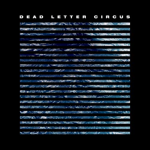 "Vinyl album cover with blue and white abstract design on a black background."