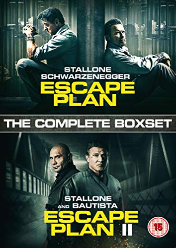 "Escape Plan Boxset DVD cover featuring Sylvester Stallone in two action movie scenes."
