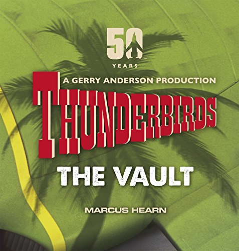 "Book cover for 'Thunderbirds: The Vault' with red title on a green background."