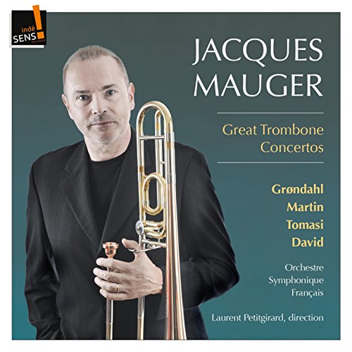 CD cover featuring a man holding a trombone against a green background.