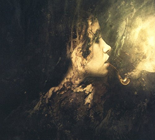 "CD cover art: woman's face in mist, with golden earring, on dark background."