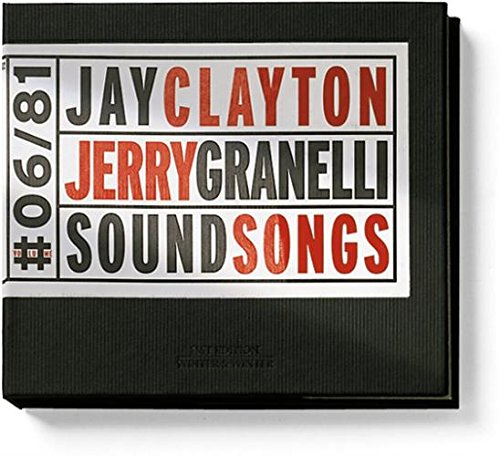 "Album cover with black background, white rectangle, and red and black text."