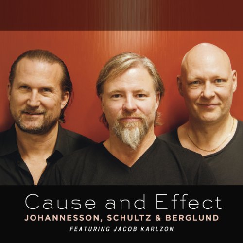 "CD cover featuring three men against a red background, with text 'Cause and Effect'."