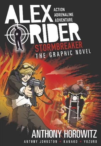 "Alex Rider: Stormbreaker the Graphic Novel cover featuring a blond boy holding a gun."