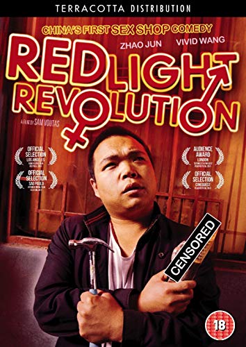 DVD cover for "Red Light Revolution" featuring a man holding scissors and a censored sign.