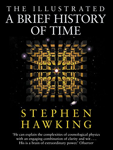 Book cover with abstract, multicolored lines and title "A Brief History of Time" by Stephen Hawking.