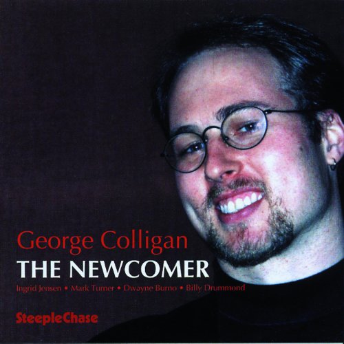 "Album cover featuring a smiling man with glasses against a dark background."