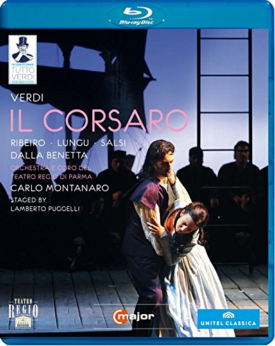 Blue-ray disc cover featuring a man holding a woman on a stage.