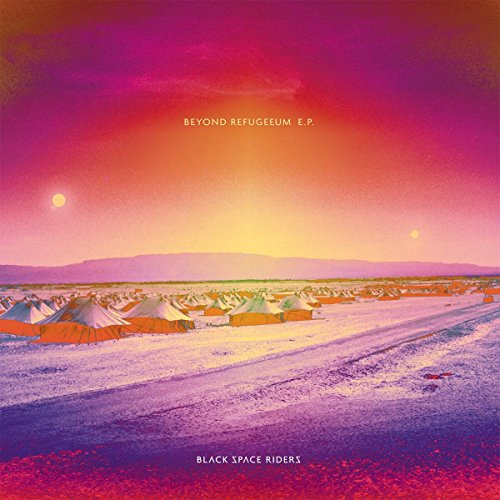 Vinyl album cover with desert landscape and orange-pink sky, titled "Beyond Refugeeum E.P."