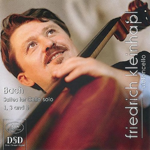 CD cover with a man holding a cello, titled "Bach Suites for Cello solo".