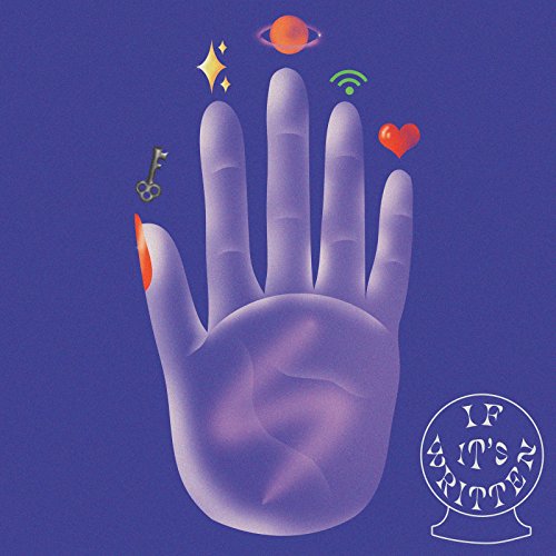 Purple hand illustration with red-painted thumb, surrounded by icons, on a blue background.