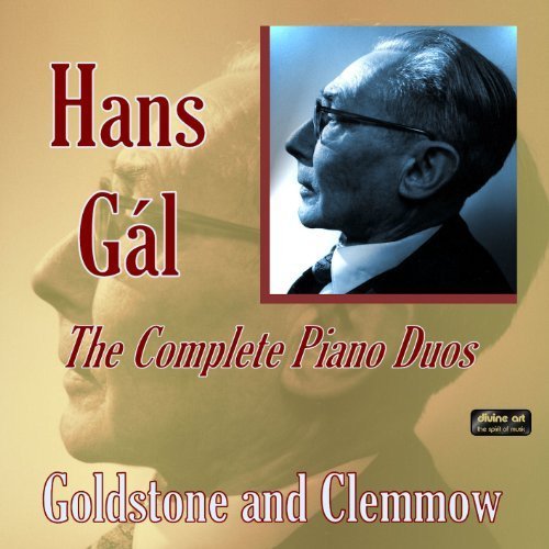 "CD cover with Hans Gál's portrait, title 'The Complete Piano Duos' and names."