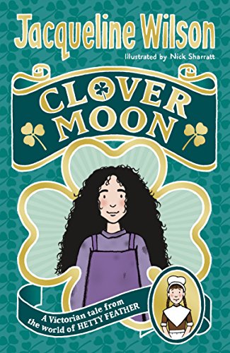The image depicts a book cover with a cartoon girl and shamrock design.