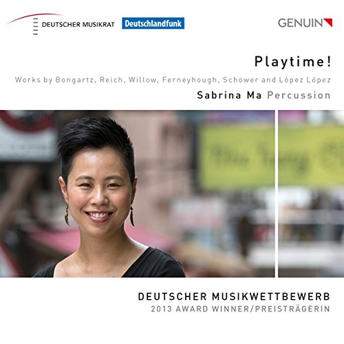 "CD cover with a smiling woman and blurry city background, white borders, and text."