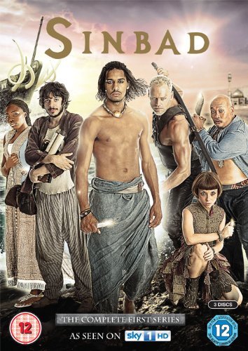 "SINBAD DVD cover featuring a group of people in medieval attire, with swords."