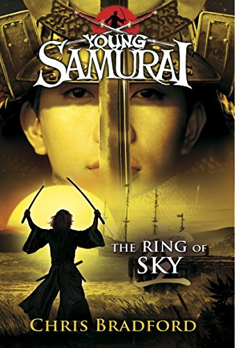 Book cover: "Young Samurai: The Ring of Sky" by Chris Bradford, featuring a samurai and sword.