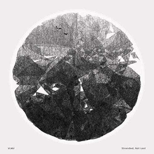 A black and white abstract circular image on a light gray background with text.