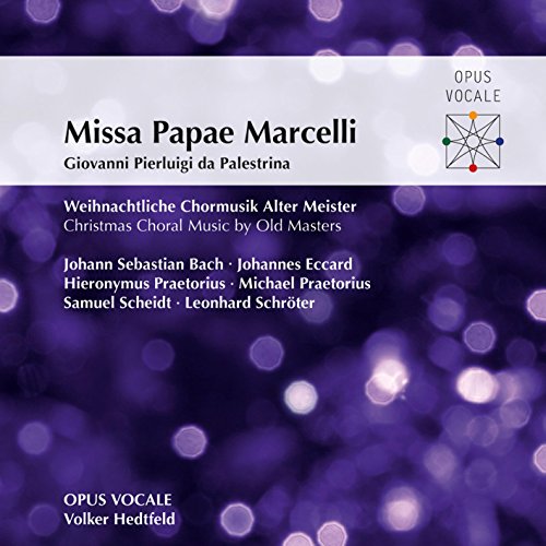 A CD cover with purple background, white banner, and text listing choral music compositions.
