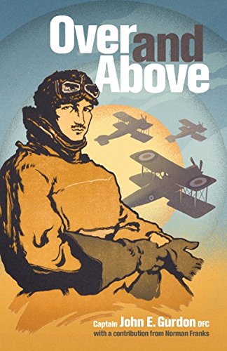 Book cover with pilot illustration, three biplanes, and title "Over and Above" in white and brown text.