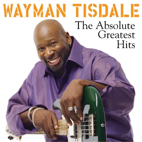 "Album cover featuring Wayman Tisdale holding a green bass guitar, wearing a purple shirt."