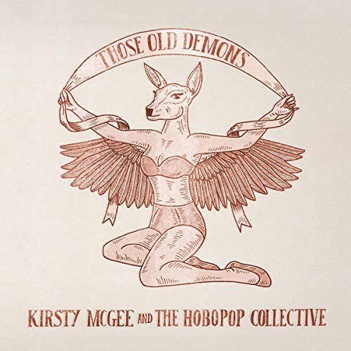Album cover with red illustration of winged deer-human figure holding a banner.