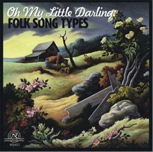 "Album cover with pastoral landscape painting, flowers, and barn."
