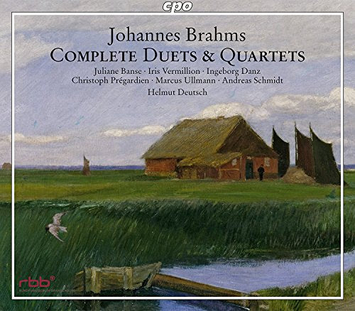 "CD cover featuring a serene landscape painting with a thatched roof cottage and pond."