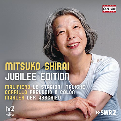 "Mitsuko Shirai Jubilee Edition CD cover featuring a smiling older woman with short gray hair."