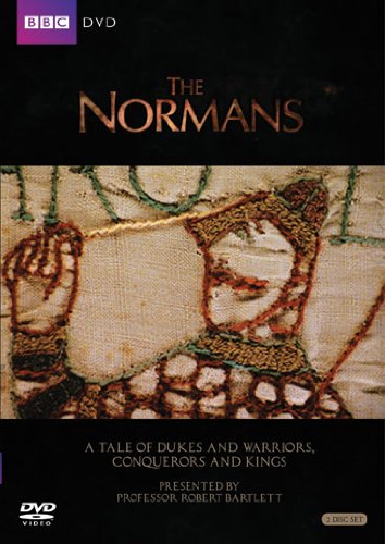 DVD cover for "The Normans" with medieval tapestry image and gold text on black background.