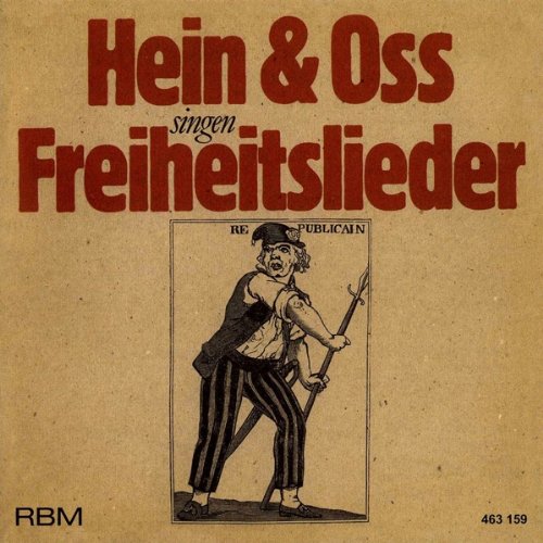 "CD cover with a man holding a pitchfork, on a beige background."