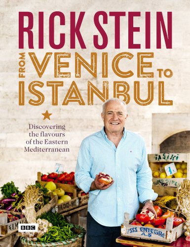 "Book cover featuring Rick Stein holding produce at a market stall with title text."