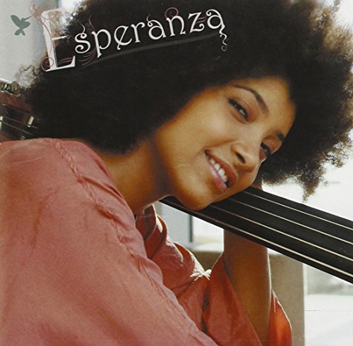 "Album cover featuring Esperanza Spalding holding a double bass, with her name written above."