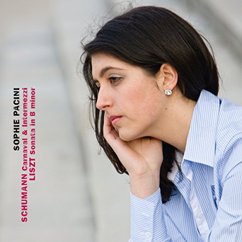 A woman with dark hair and a blue striped shirt on a music album cover.