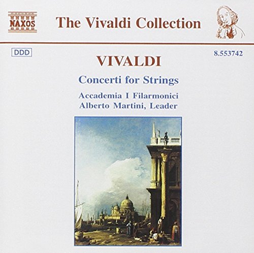"CD cover with Vivaldi's 'Concerti for Strings' and a painting of a Venetian scene."