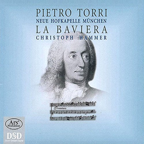 CD cover with a portrait of a man and sheet music on a blue background.