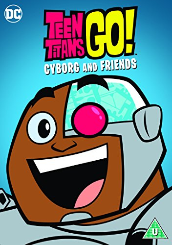 The image is a DVD cover featuring Cyborg from "Teen Titans Go!" with a blue background.