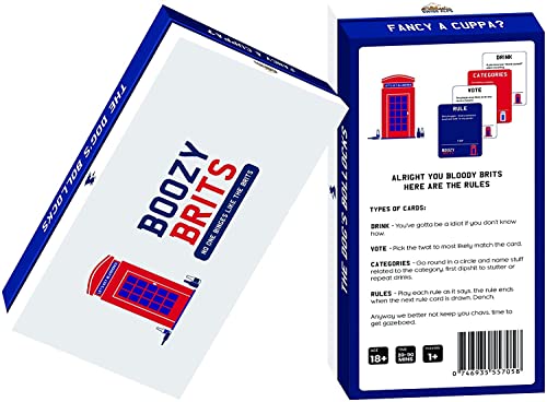 BOOZY BRITS Games for Adults, Drinking Card Games, Party Games, Drinking Games For Parties, Hen Do's, Stag Nights and Students