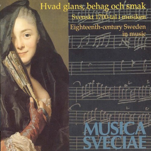 "CD cover featuring a 1700s portrait and sheet music with 'MUSICA SVECIAE' text."