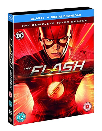 Blue-ray case with "The Flash" season 3 cover featuring the superhero in red costume.