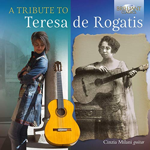 "CD cover featuring a woman and a historical photo of a woman with a guitar."