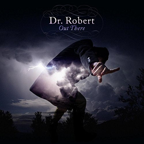 "Album cover: person bending, with cloudy torso, against a dark, cloudy sky."