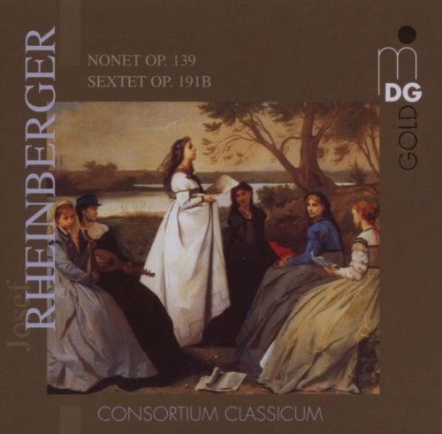"CD cover with Renaissance-style painting of people in 17th-century clothing outdoors."