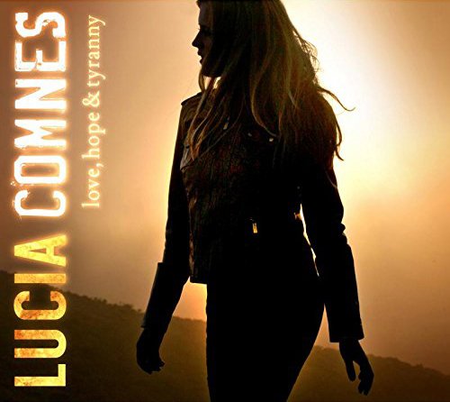 Album cover with silhouette of woman against an orange sunset background.