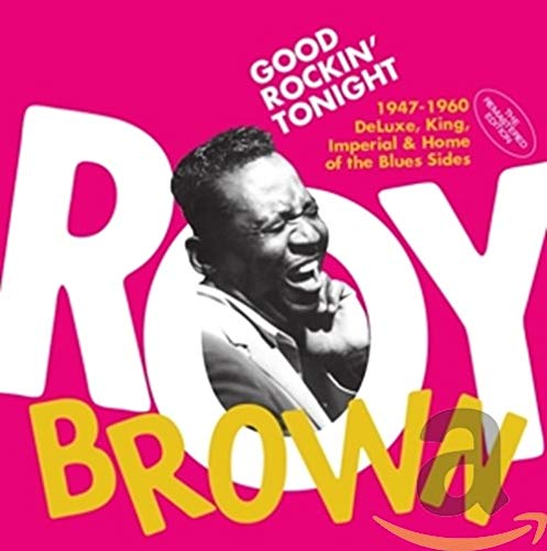 Pink music CD cover featuring a black-and-white photo of Roy Brown singing.