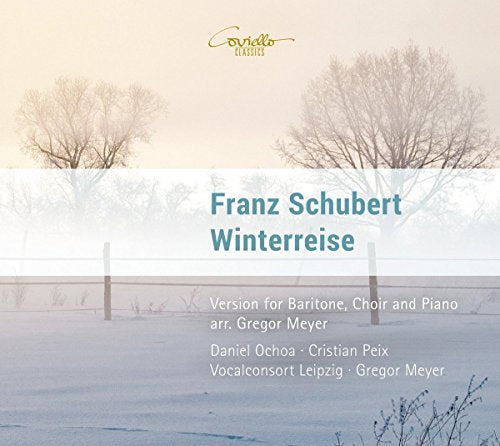 CD cover with a winter landscape and text overlay, featuring "Franz Schubert Winterreise".