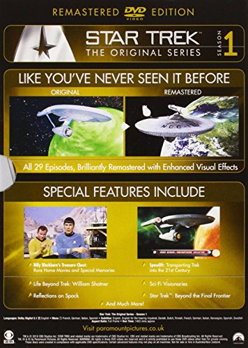 DVD case for "Star Trek: The Original Series - Season 1" with a silver star emblem.