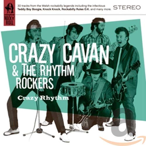 "CD cover featuring a band with guitars and drums, titled 'Crazy Cavan & The Rhythm Rockers'."