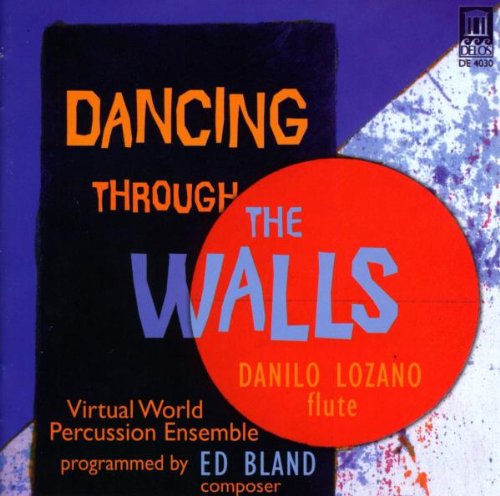 "Dancing Through the Walls" CD cover with abstract blue and black design.