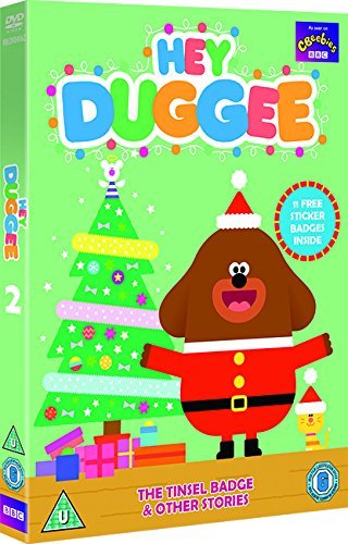 "DVD case for 'Hey Duggee' featuring a cartoon dog in a Santa costume."