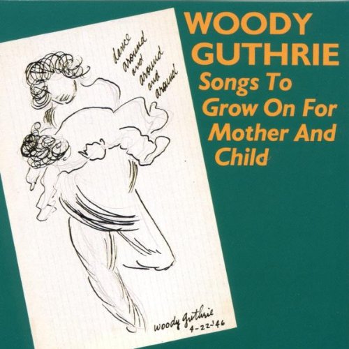 "CD cover with green background, sketch of mother and child, and orange text."